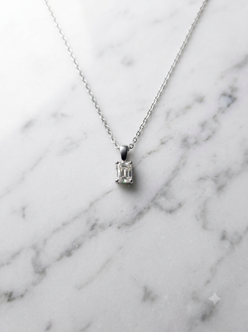 GIA Certified 1.01ct Emerald Cut Diamond Necklace — F Colour, VVS2 Clarity